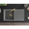 MEXEN/S - Leo granitový dřez 1-miska s odkapávačem včetně baterie Elia, šedá 6501-71-670101-50