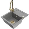 MEXEN/S - Enzo granitový dřez 1 s odkapávačem včetně Elia, šedá 6506-71-670101-50