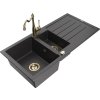 MEXEN/S - Andres granitový dřez s odkapávačem včetně baterie Carla, černá nakrapiany 6515-76-670700-50