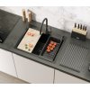 Quadron - Ocelový dřez LUKE 110 WORKSTATION Black s kuchyňskou baterií ZLE-09011