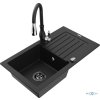 MEXEN/S - Pablo granitový dřez 1 s odkapávačem včetně baterie Savita, černá 6510-77-672601-70-B