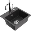 MEXEN/S - Milo granitový dřez 1-miska včetně baterie Carla, černá kropenatá 6505-76-670700-00