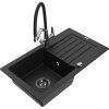 MEXEN/S - Pablo granitový dřez s odkapávačem včetně baterie Duo, černá 6510-77-671701-07-B