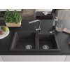 MEXEN/S - Tomas granitový dřez 2-bowl včetně baterie Rita, černá kropenatá 6516-76-670300-00