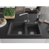 MEXEN/S - Tomas granitový dřez 2-bowl včetně baterie Duero, černá kropenatá 6516-76-671600-00
