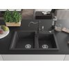 MEXEN/S - Tomas granitový dřez 2-bowl včetně baterie Carla, černá kropenatá 6516-76-670700-76