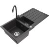 MEXEN/S - Andres granitový dřez s odkapávačem včetně baterie Telma, černá nakrapiany 6515-76-670200-76