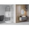 MEXEN/S - Rio čtvrtkruhový sprchový kout 80 x 80, dekor/mráz, chrom + vanička Rio 863-080-080-01-20-4710