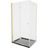 MEXEN/S - Lima sprchový kout zalamovací dveře 100 x 90, transparent, zlatý + Flat černá vanička se sifonem 856-100-090-50-00-4070G