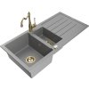 MEXEN/S - Andres granitový dřez s odkapávačem včetně baterie Carla, šedá 6515-71-670700-50