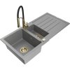 MEXEN/S - Andres granitový dřez s odkapávačem včetně baterie Aster, šedá 6515-71-73450-57-G