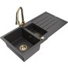 MEXEN/S - Andres granitový dřez s odkapávačem včetně baterie Elia, černá nakrapiany 6515-76-670101-50