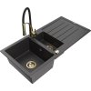 MEXEN/S - Andres granitový dřez s odkapávačem včetně baterie Aster, černá nakrapiany 6515-76-73450-57-G