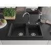 MEXEN - Tomas granitový dřez 2-bowl 800x500 mm,černá, sifon chrom 6516802000-77