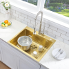 REA - Ocelový dřez Liam BRUSH GOLD s kuchyňskou baterií KPL-96007
