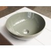 Kulaté keramické umyvadlo Bauer, na desku, šedozelená barva, průměr 385mm