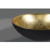 MURANO BLACK-GOLD skleněné umyvadlo na desku, průměr 40cm, černá/zlatá