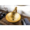 MURANO BLACK-GOLD skleněné umyvadlo na desku, průměr 40cm, černá/zlatá