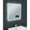 Zrcadlo s LED osvitlením, hodinami a počasím 600x650x43 mm, ukazatel venkovní a vnitoní teploty, barometr