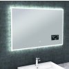 Zrcadlo s LED osvitlením, hodinami a počasím 1000x650x43 mm, ukazatel venkovní a vnitoní teploty, barometr