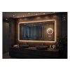 LED zrcadlo SELECT 120x65 cm s digitálními hodinami a podsvícenou lupou