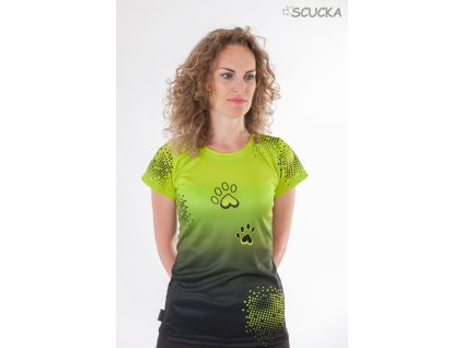 Women's functional t-shirt Paw Love green