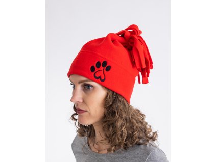 Čepice fleece chochol Paw červená