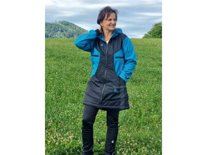 Women's training coat Midi Warm black/petrol