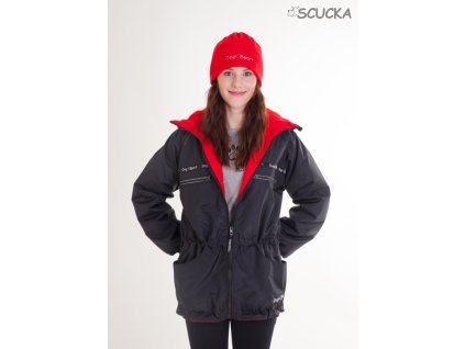 Pánská zimní bunda Pupa Warm černá/červený fleece UNISEX