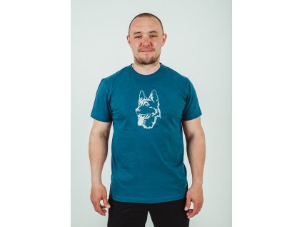 Triko UNI bavlna Německý ovčák petrol blue  -SKLADEM  L, XL, 2XL