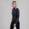FEM DART XT ZIP NECK-BLACK-UK6/XXS dámské triko dlouhý ruk. černé