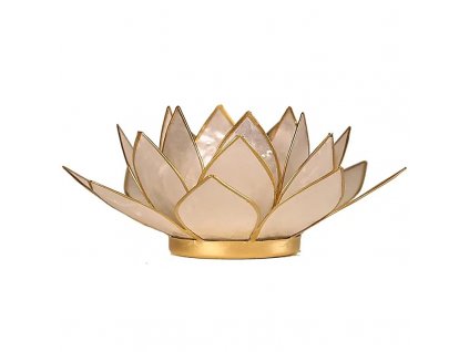 SVÍCEN LOTUS BÍLÝ PERLEŤOVÝ 13,5CM