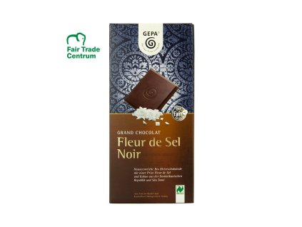 2250 fair trade bio horka cokolada s kvety soli fleur de sel 100 g