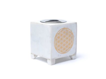 KADIDELNICE BÍLÝ MRAMOR 7,6X7,6X8,8 MANI BHADRA