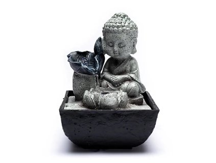 VODNÍ FONTÁNA BUDDHA MALÝ ŠEDIVÝ 14X14X21,5 CM