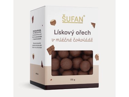 lískový ořech v mléčné čokoládě šufan
