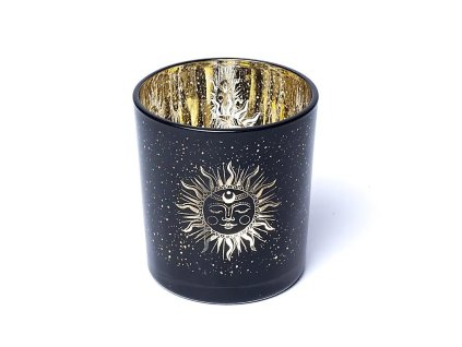 SVÍCEN SKLO SPÍCÍ SLUNCE A MĚSÍC 7,3X8CM