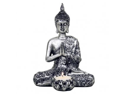 Budha svícen modlící se 20,5cm