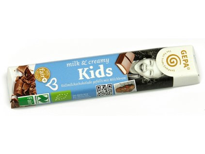 Bio mléčná čokoládová tyčinka s mléčným krémem pro děti 37,5 g