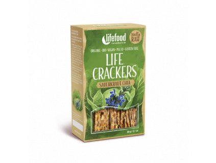 LIFE CRACKERS Zelánky s kyselým zelím a chia BIO RAW