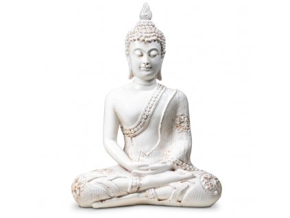 76110 buddha in meditation white thailand 760g 20x11x27 5 cm