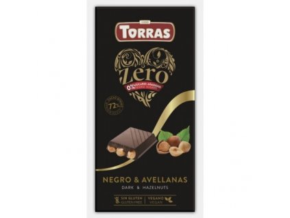 horka cokolada s liskovymi orechy bez cukru 150g torras