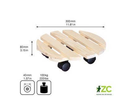 Podložka pod květináč kruhový - 28/30 cm buk přírodní (nosnost 100kg)