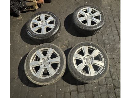 4 x Alu kola Audi rozteč 5x112 s pneu 215/55 R17 - 2x letní pneu NOKIAN, vzorek 4mm + 2x zimní pneu TROCMOH, vzorek 5mm