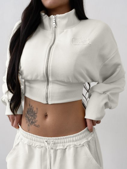 Mikina Crop Zip Off White