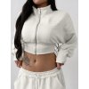 Mikina Crop Zip Off White