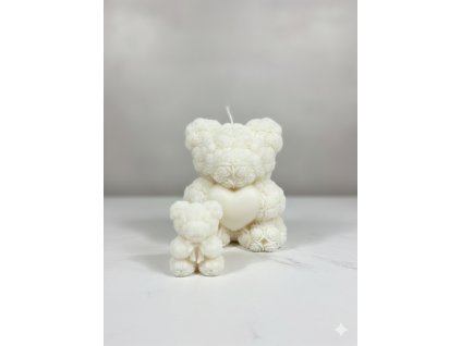 Sojová svíčka medvídek se srdíčkem  vel xxl