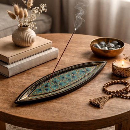 Stojánek na vonné tyčinky-Zlatý list