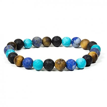Náramek Lapis lazuli, Láva, Tygří oko a Tyrkys