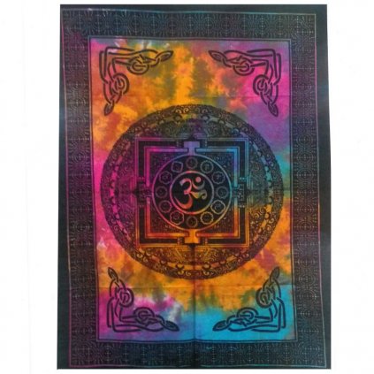 Bavlněný nástěnný závěs - Mandala a posvátný OM